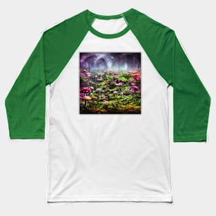 Blue Mushroom Planet Baseball T-Shirt